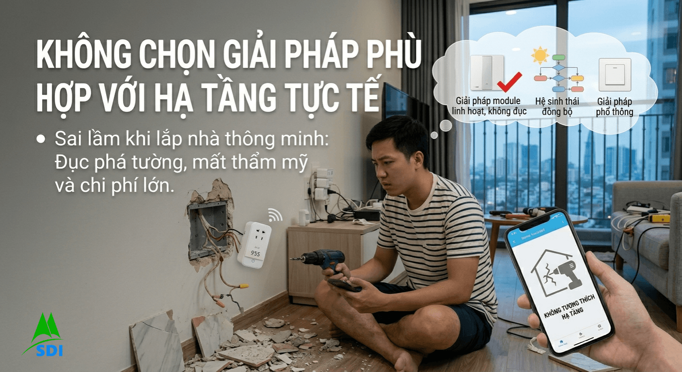Không chọn giải pháp phù hợp với hạ tầng thực tế của ngôi nhà