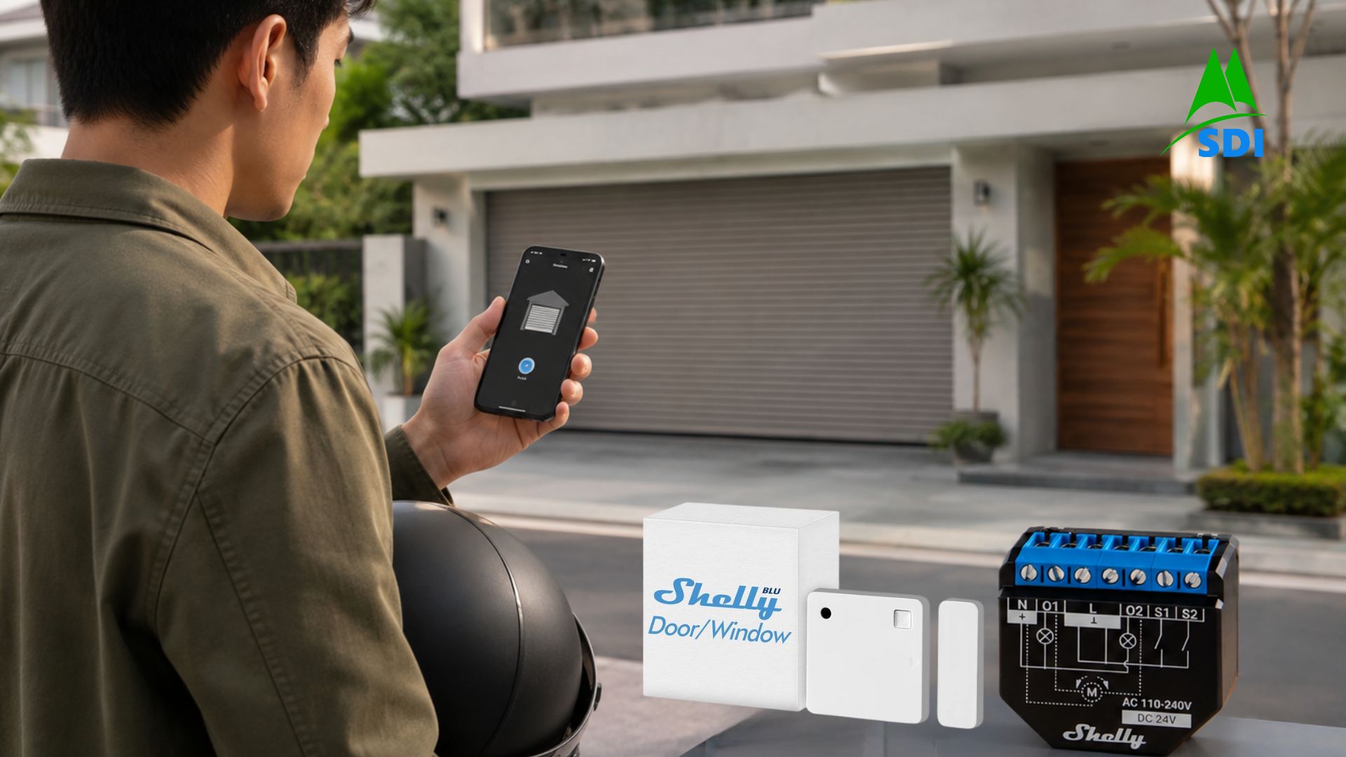 Điều khiển cửa cuốn từ xa với Shelly Plus 2PM