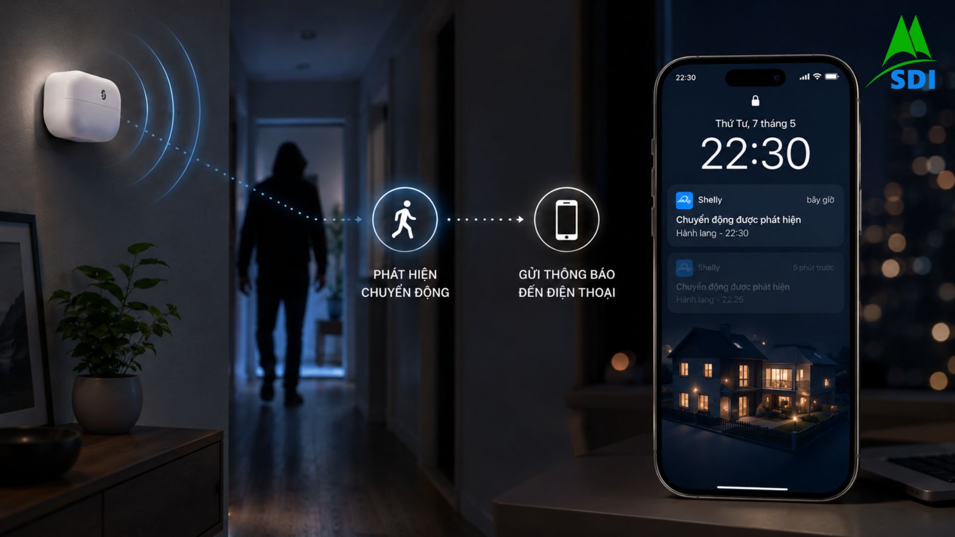 Shelly BLU Motion có thể hỗ trợ phát hiện chuyển động khi bạn không ở gần