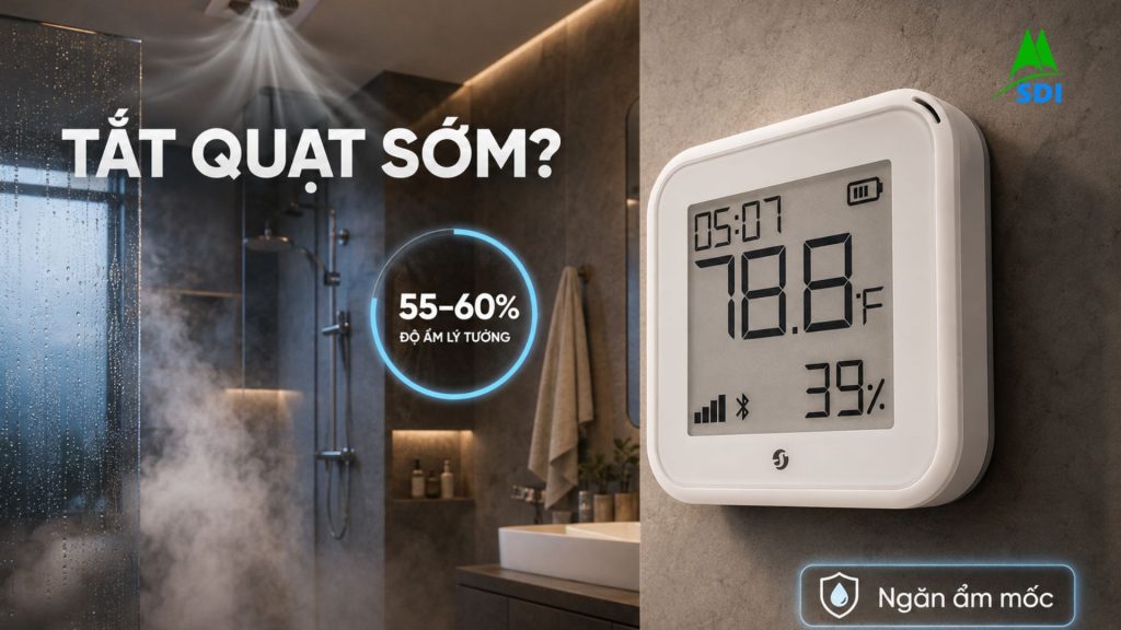 Shelly H&T Gen3 - Cảm Biến Độ Ẩm Cho Quạt Hút Tự Động