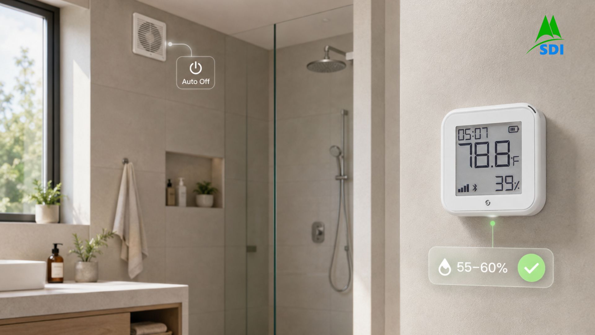 Shelly H&T Gen3 Giúp Quạt Tự Tắt Khi Phòng Đã Đủ Khô