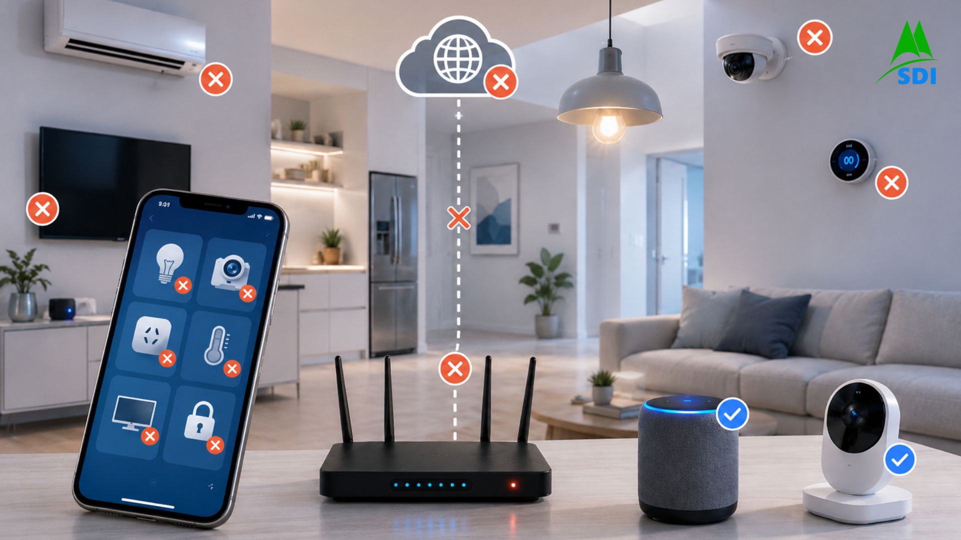 Smarthome bị lỗi khi Internet gặp sự cố và thiết bị không phản hồi